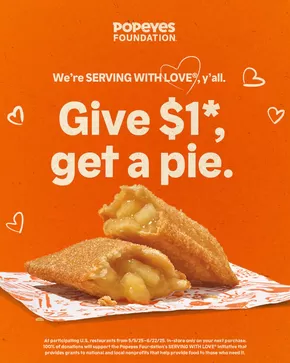 김해시의 파파이스 카탈로그 | Donate $1 and get a free Apple Pie | 2025-05-16T00:00:00.000Z - 2025-06-22T00:00:00.000Z